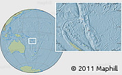 Gray Location Map of Vanuatu, savanna style outside, hill shading outside