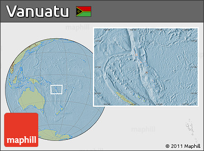 Gray Location Map of Vanuatu, savanna style outside, hill shading