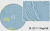 Gray Location Map of Vanuatu, savanna style outside, hill shading