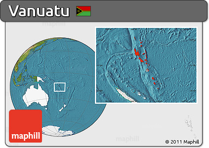 Satellite Location Map of Vanuatu, highlighted continent