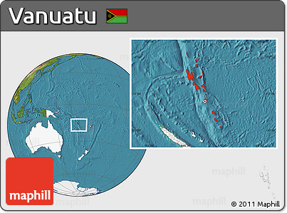 Satellite Location Map of Vanuatu, highlighted continent