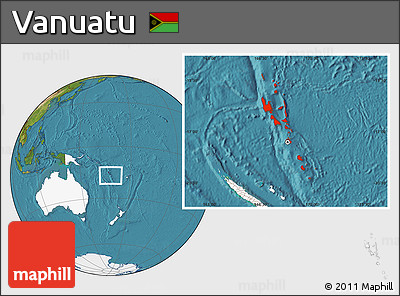 Satellite Location Map of Vanuatu, highlighted continent