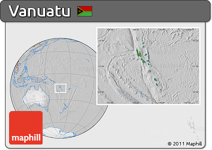 Satellite Location Map of Vanuatu, lighten, desaturated
