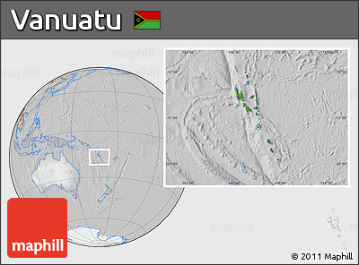 Satellite Location Map of Vanuatu, lighten, desaturated