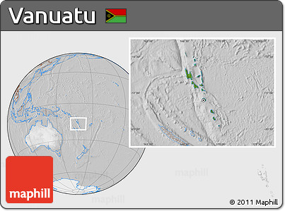 Satellite Location Map of Vanuatu, lighten, desaturated