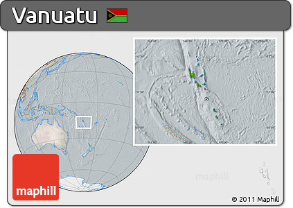 Satellite Location Map of Vanuatu, lighten, semi-desaturated