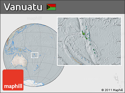 Satellite Location Map of Vanuatu, lighten, semi-desaturated