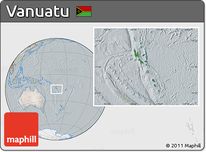 Satellite Location Map of Vanuatu, lighten, semi-desaturated