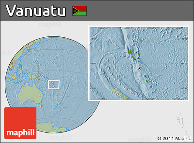 Satellite Location Map of Vanuatu, savanna style outside, hill shading