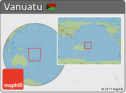 Savanna Style Location Map of Vanuatu, within the entire continent