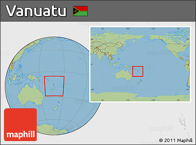 Savanna Style Location Map of Vanuatu, within the entire continent