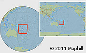 Savanna Style Location Map of Vanuatu, within the entire continent, hill shading