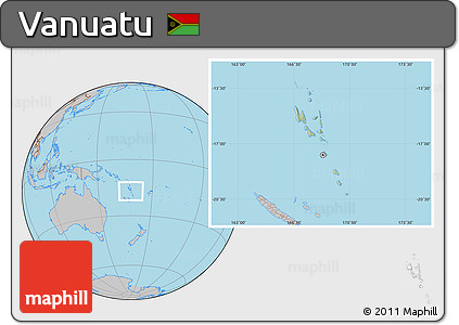 Savanna Style Location Map of Vanuatu, gray outside, hill shading inside
