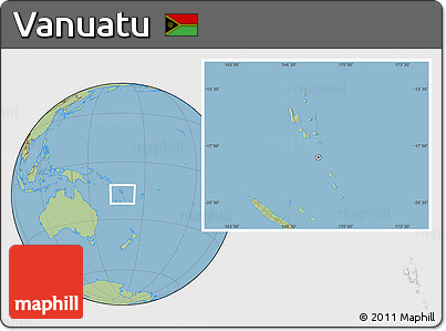 Savanna Style Location Map of Vanuatu, hill shading inside