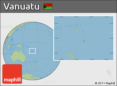 Savanna Style Location Map of Vanuatu, hill shading inside