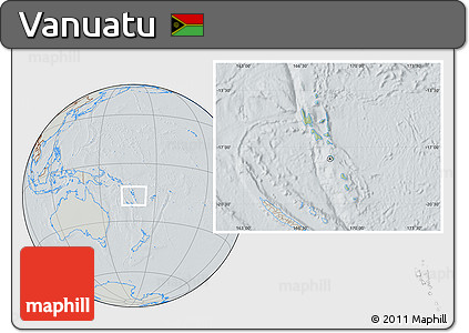 Savanna Style Location Map of Vanuatu, lighten, semi-desaturated, hill shading