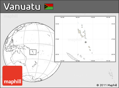 Shaded Relief Location Map of Vanuatu, blank outside