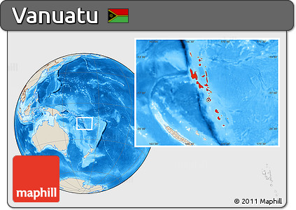 Shaded Relief Location Map of Vanuatu
