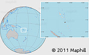 Shaded Relief Location Map of Vanuatu, gray outside