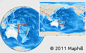 Shaded Relief Location Map of Vanuatu, highlighted continent, within the entire continent