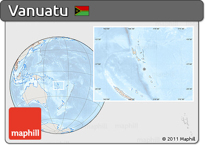 Shaded Relief Location Map of Vanuatu, lighten