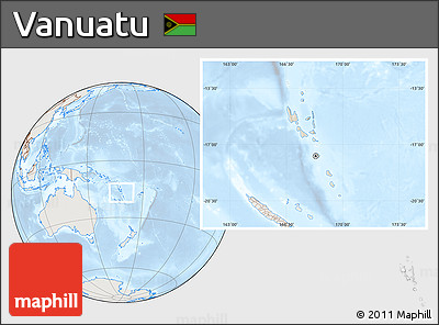 Shaded Relief Location Map of Vanuatu, lighten