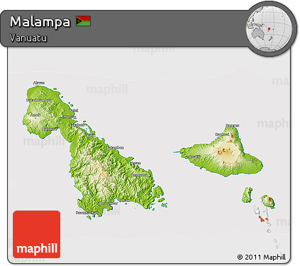 Physical 3D Map of Malampa, cropped outside