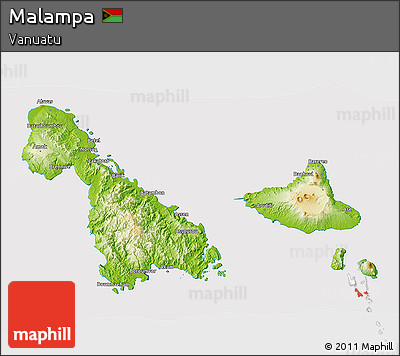 Physical 3D Map of Malampa, cropped outside
