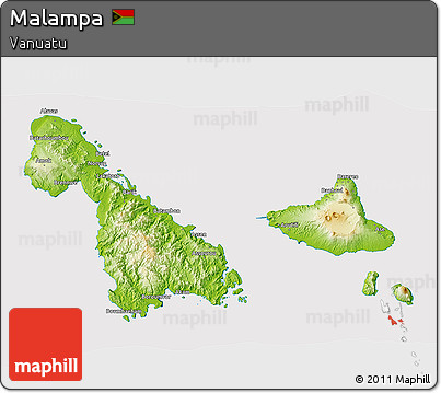 Physical 3D Map of Malampa, cropped outside