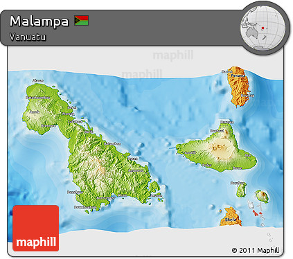 Physical 3D Map of Malampa, political outside