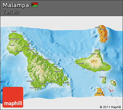 Physical 3D Map of Malampa, political outside