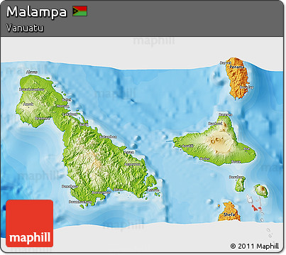 Physical 3D Map of Malampa, political outside
