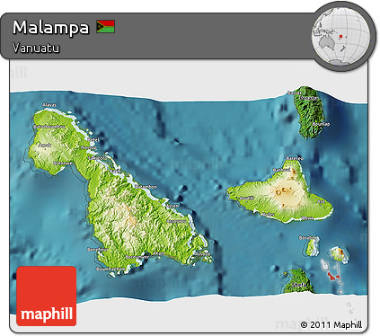Physical 3D Map of Malampa, satellite outside