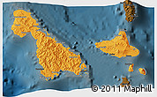 Political 3D Map of Malampa, darken