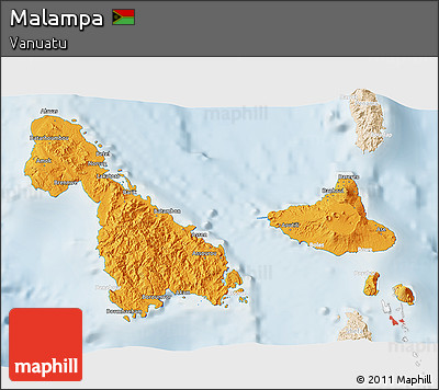 Political 3D Map of Malampa, lighten