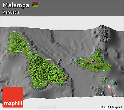 Satellite 3D Map of Malampa, desaturated