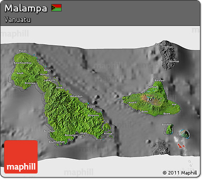 Satellite 3D Map of Malampa, desaturated