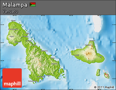 Physical Map of Malampa, single color outside