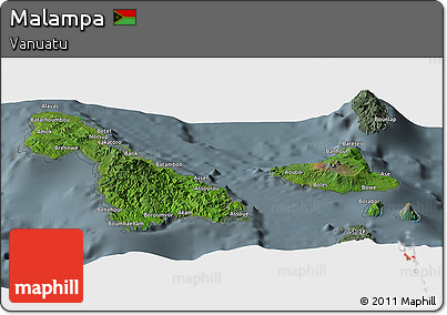 Satellite Panoramic Map of Malampa, semi-desaturated