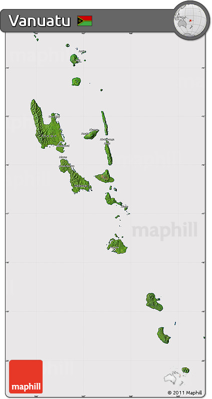 Satellite Map of Vanuatu, cropped outside