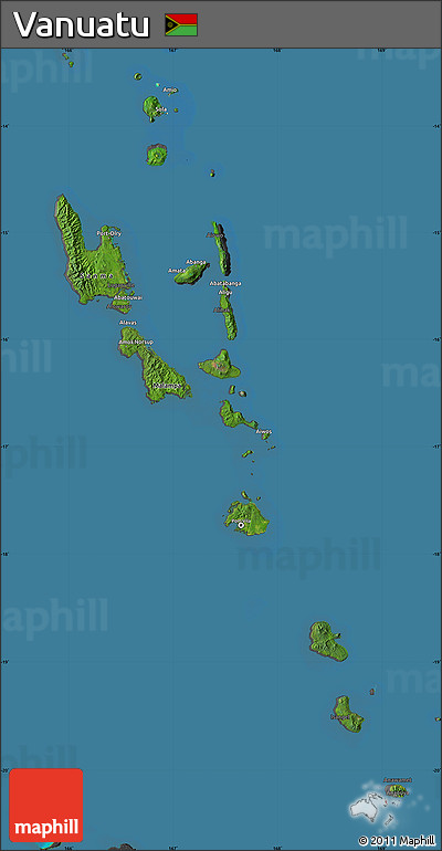 Satellite Map of Vanuatu, darken, desaturated, land only