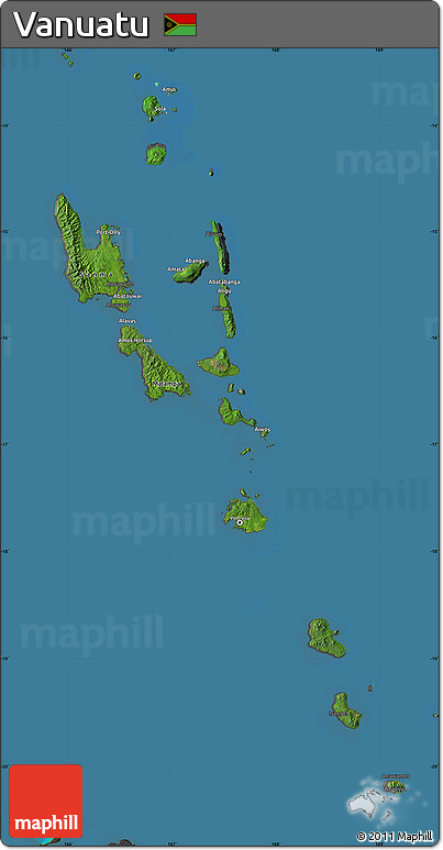 Satellite Map of Vanuatu, darken, desaturated, land only