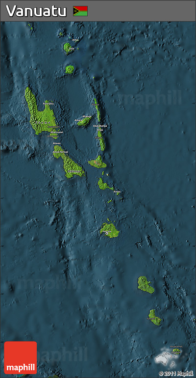 Satellite Map of Vanuatu, darken