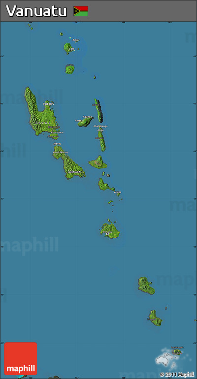 Satellite Map of Vanuatu, darken, semi-desaturated, land only