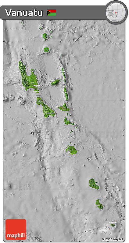 Satellite Map of Vanuatu, lighten, desaturated