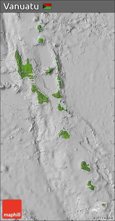 Satellite Map of Vanuatu, lighten, desaturated