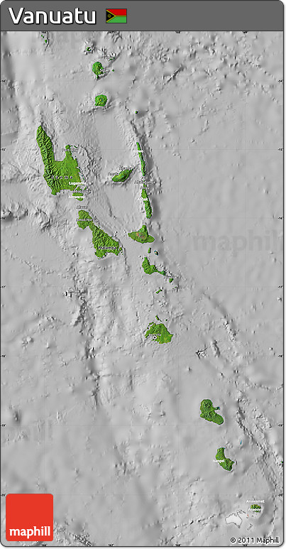 Satellite Map of Vanuatu, lighten, desaturated