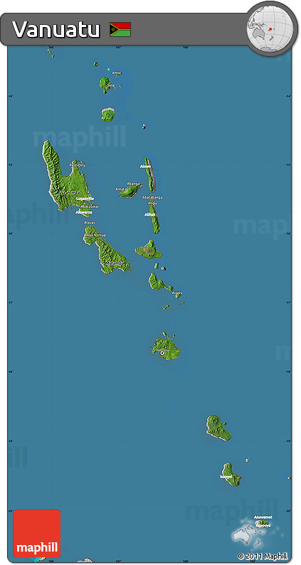 Satellite Map of Vanuatu, lighten, desaturated, land only