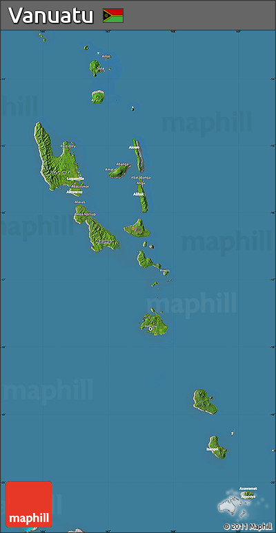 Satellite Map of Vanuatu, lighten, desaturated, land only