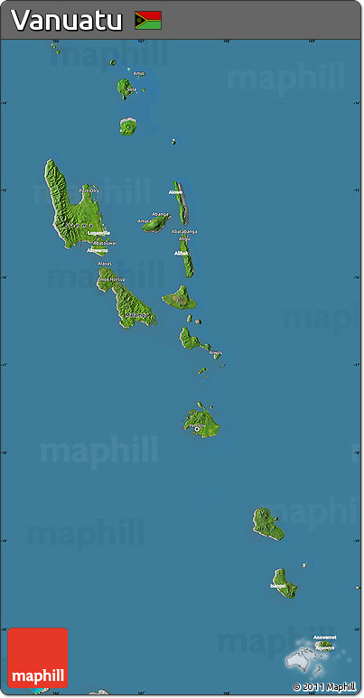 Satellite Map of Vanuatu, lighten, desaturated, land only